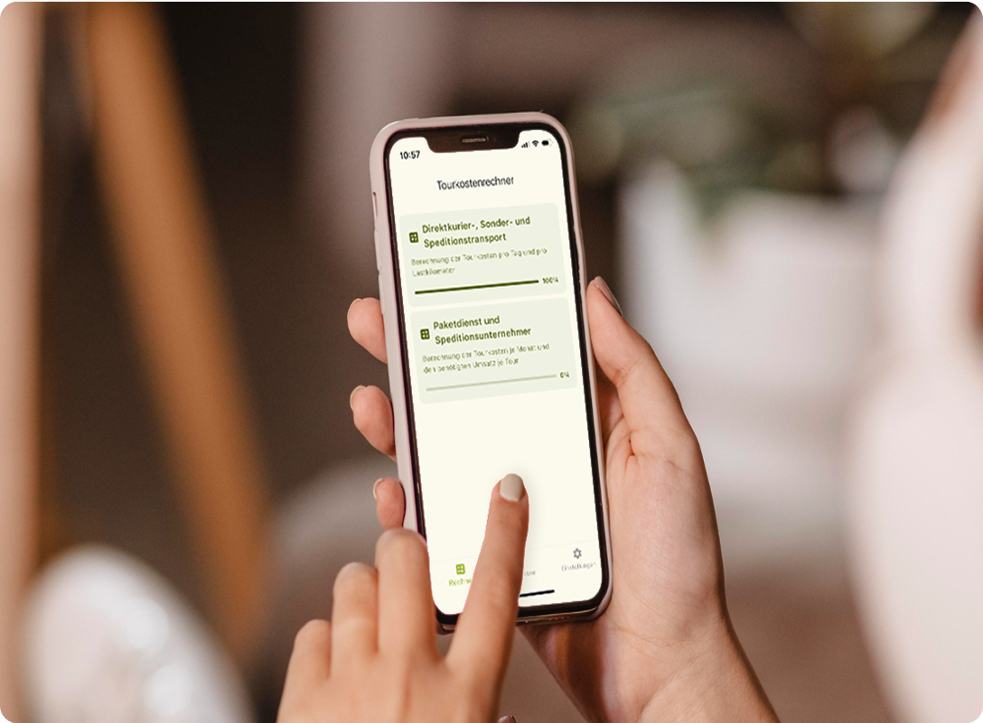 Tourkostenrechner auf Smartphone